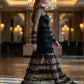 Black A Line Illusion Neck Long Prom Dress