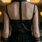 Black A Line Illusion Neck Long Prom Dress