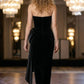 Black Bodycon Sweetheart Long Prom Dress with Bow