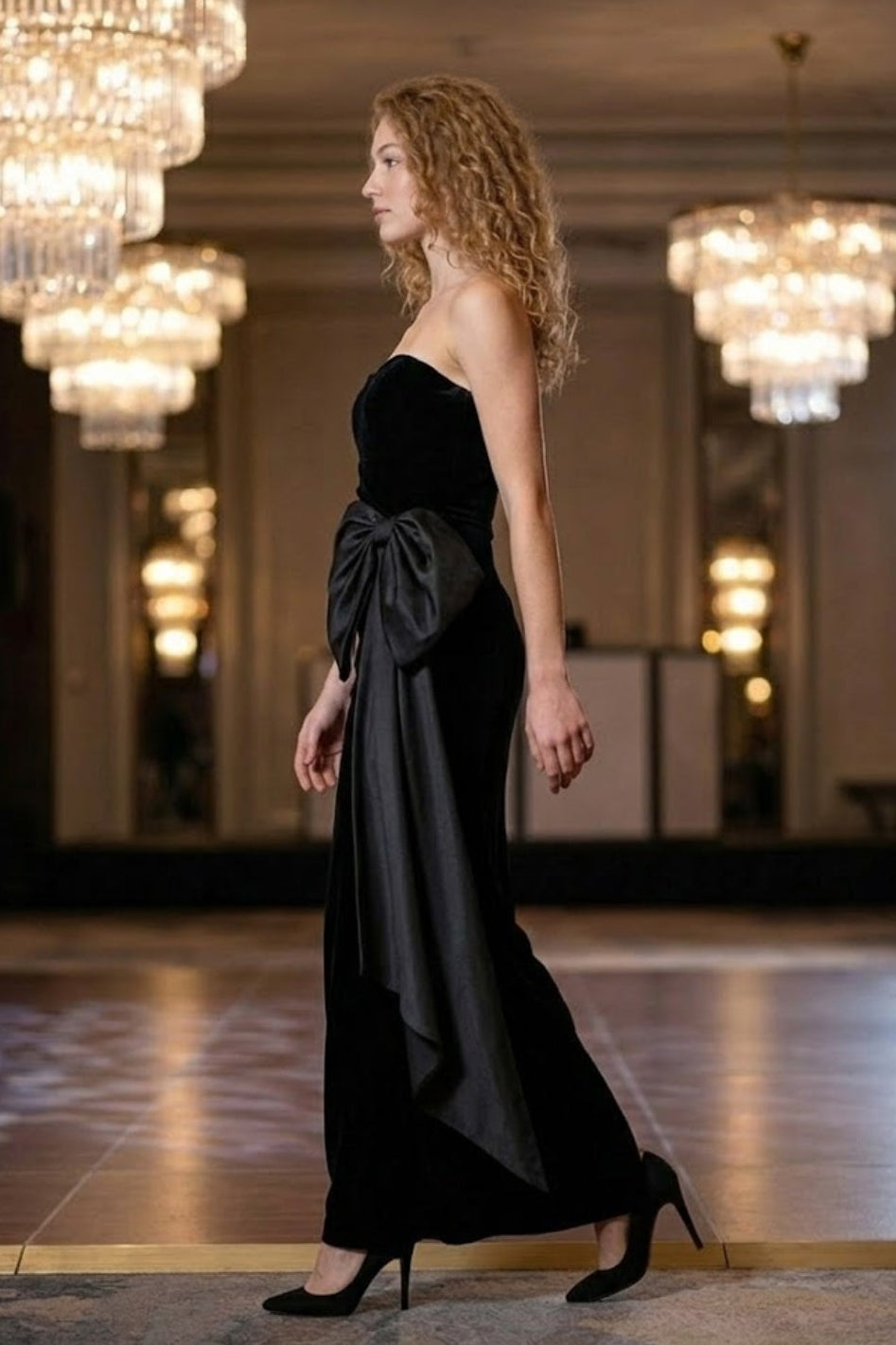 Black Bodycon Sweetheart Long Prom Dress with Bow