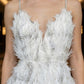 White A Line Spaghetti Straps Mini Homecoming Dress with Feathers
