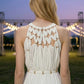White Sheath Halter Long Prom Dress with Sash