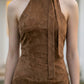 Brown Sheath Halter Long Prom dress