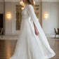 White A Line High Neck Long Formal Dress with Cape