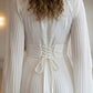 White A Line High Neck Long Formal Dress with Cape