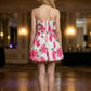 Pink Floral A Line Sweetheart Mini Homecoming Dress with Pleats