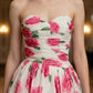 Pink Floral A Line Sweetheart Mini Homecoming Dress with Pleats