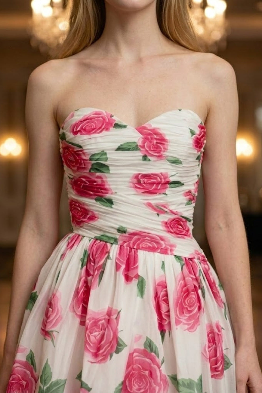 Pink Floral A Line Sweetheart Mini Homecoming Dress with Pleats