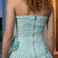 Mint Green A Line Strapless Mini Prom Dress with 3D Flowers