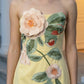Yellow Bodycon Strapless Mini Homecoming Dress with 3D Flowers