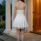 White A Line Halter Mini Homecoming Dress