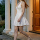 White A Line Halter Mini Homecoming Dress