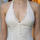 White A Line Halter Mini Homecoming Dress