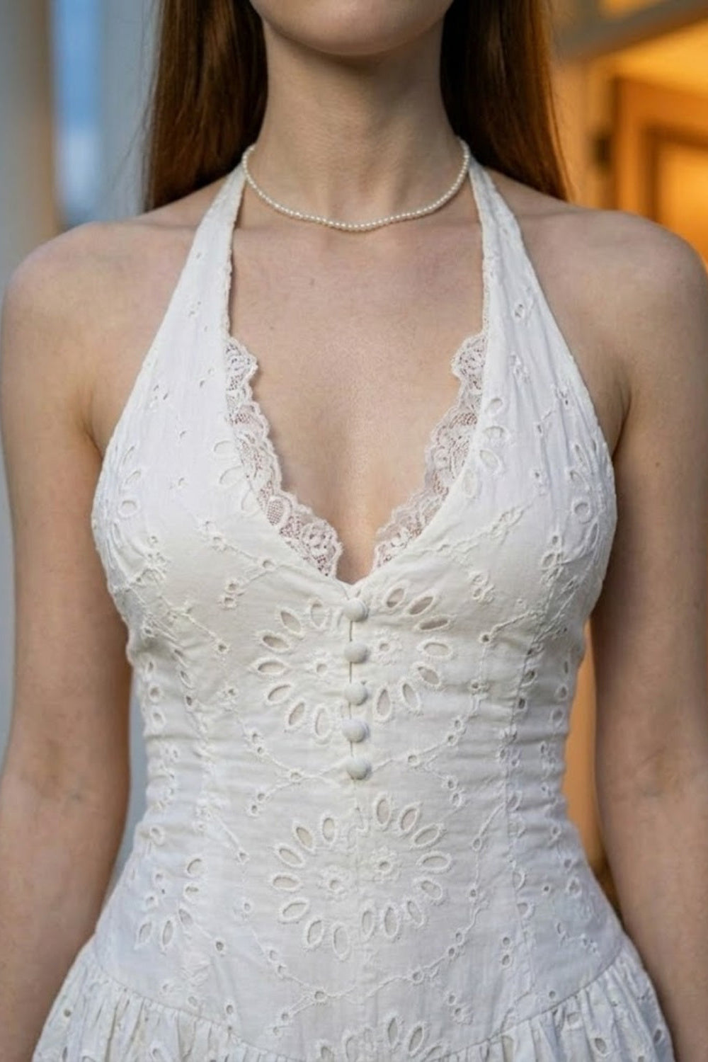 White A Line Halter Mini Homecoming Dress