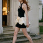 Black and White Bodycon Halter Short Homecoming Dress with 3D Flowers