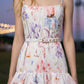 Lilac Floral A Line Spaghetti Straps Long Prom Dress with Belt