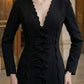 Black A Line V Neck Long Formal Dress with Bow