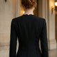 Black A Line V Neck Long Formal Dress with Bow