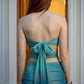 Turquoise Sheath Strapless Cutout Long Prom Dress