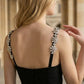 Black Bodycon Asymmetrical Neck Long Formal Dress with Rhinestone