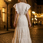 White A Line V Neck Long Prom Dress