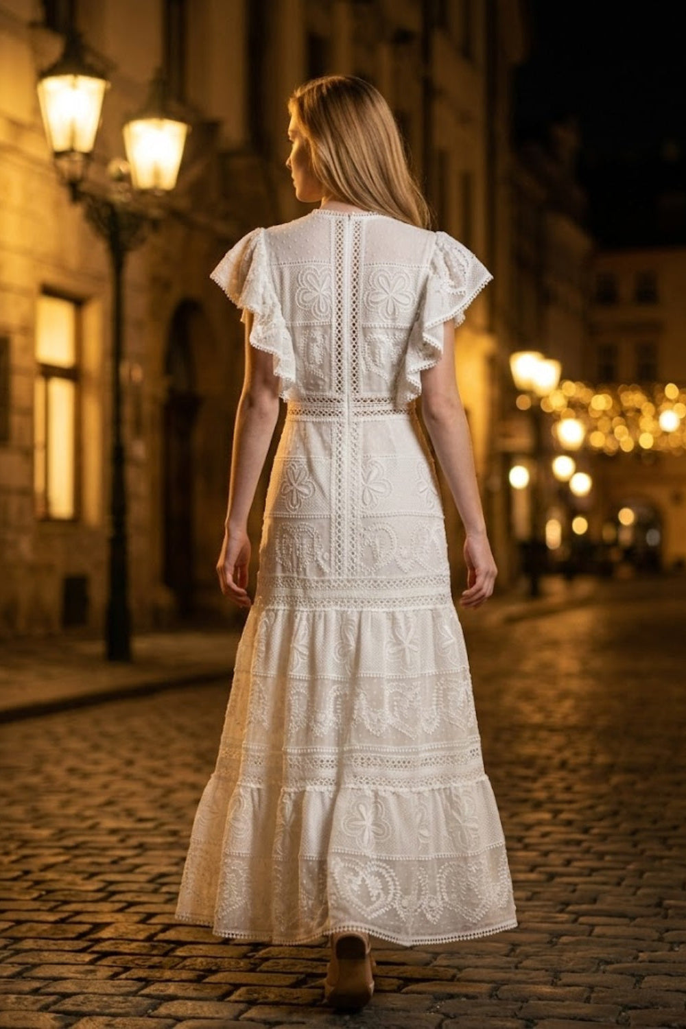 White A Line V Neck Long Prom Dress