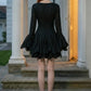 Black A Line Square Neck Mini Homecoming Dress with Ruffles