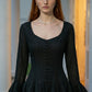 Black A Line Square Neck Mini Homecoming Dress with Ruffles
