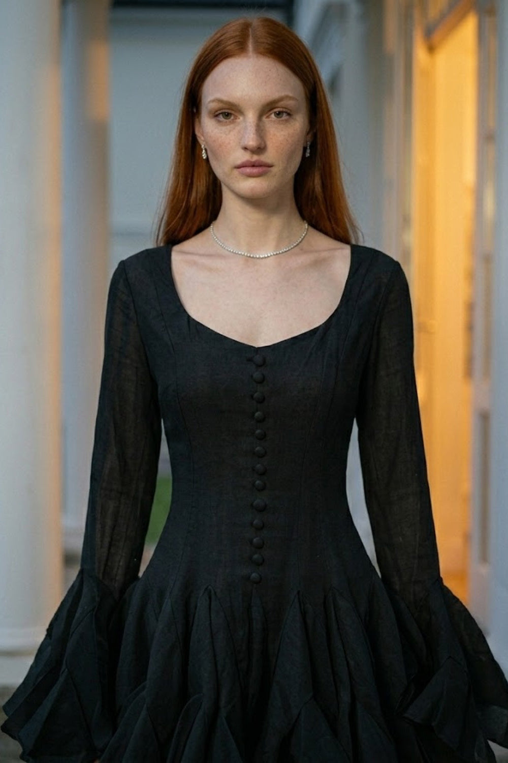 Black A Line Square Neck Mini Homecoming Dress with Ruffles