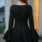 Black A Line Square Neck Mini Homecoming Dress with Ruffles