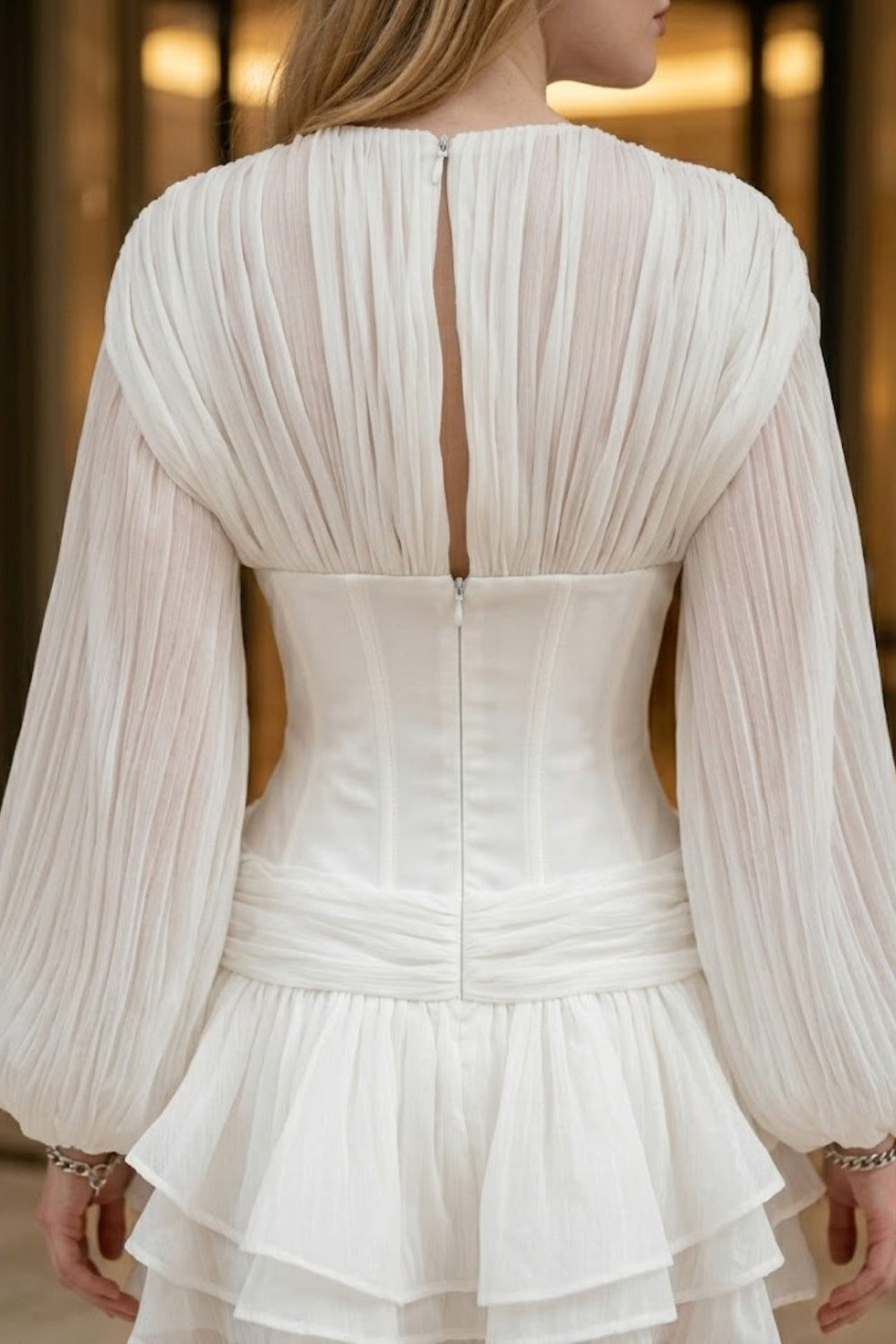 Corset White A Line V Neck Mini Homecoming Dress with 3D Flowers