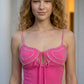 Hot Pink Bodycon Spaghetti Straps Mini Homecoming Dress with Rhinestone
