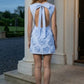 Light Blue Bodycon Round Neck Mini Homecoming Dress with 3D Flowers