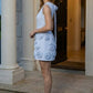 Light Blue Bodycon Round Neck Mini Homecoming Dress with 3D Flowers
