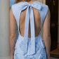 Light Blue Bodycon Round Neck Mini Homecoming Dress with 3D Flowers