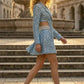 Sequin Blue A Line V Neck Mini Cutout Prom Dress