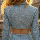 Sequin Blue A Line V Neck Mini Cutout Prom Dress