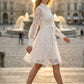 White A Line High Neck Short Prom Dress with Bow