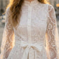 White A Line High Neck Short Prom Dress with Bow