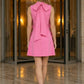 Hot Pink A Line High Neck Mini Homecoming Dress with 3D Flowers