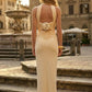 Simple Yellow Sheath Strapless Neck Scarf Long Formal Dress