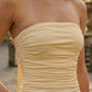 Simple Yellow Sheath Strapless Neck Scarf Long Formal Dress