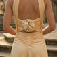 Simple Yellow Sheath Strapless Neck Scarf Long Formal Dress