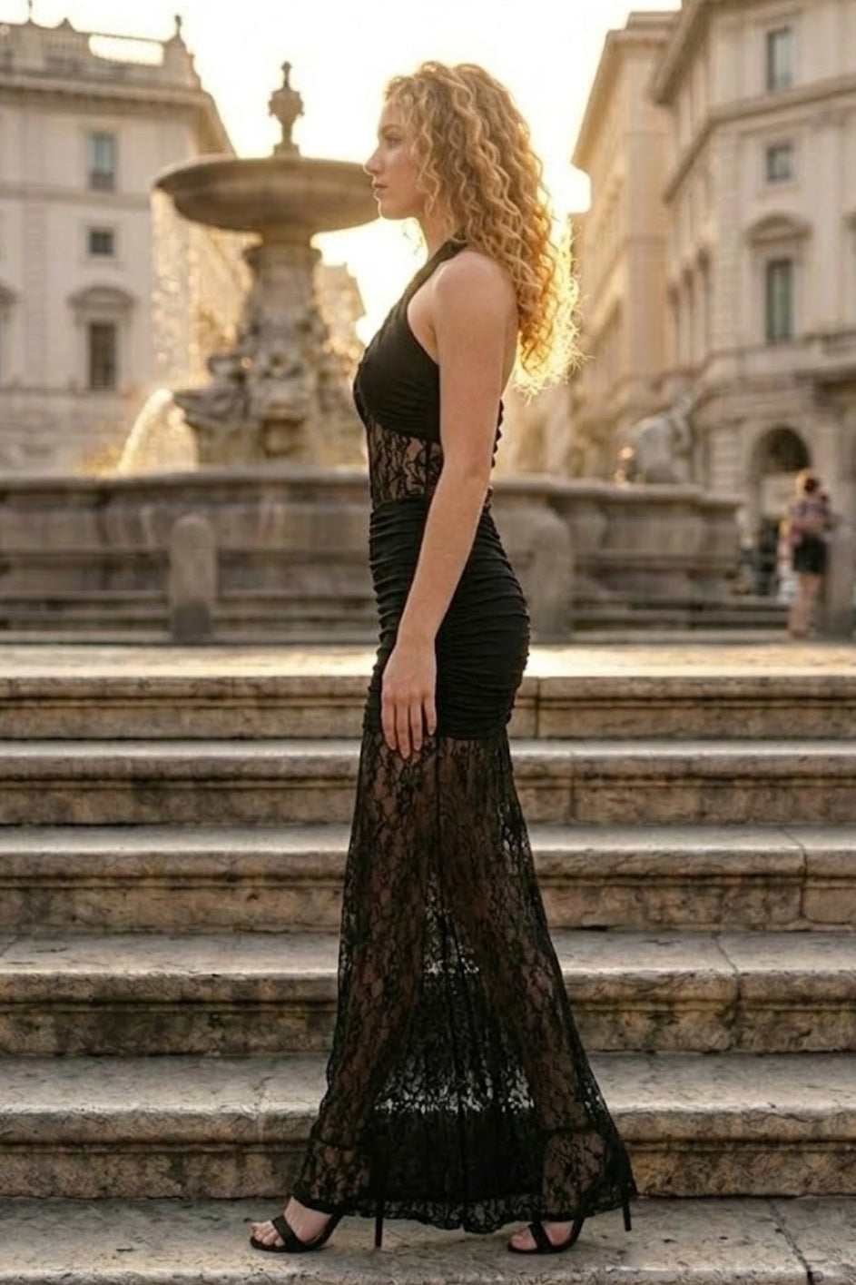 Black Sheath Halter Long Prom Dress with Lace Appliques