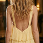 Yellow A Line Halter Long Prom Dress with Ruffles