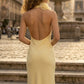Yellow Sheath V-Neck Long Prom Dress with Ruffles