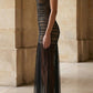 Simple Black Bodycon Halter Long Evening Dress
