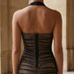 Simple Black Bodycon Halter Long Evening Dress