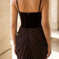 Simple Brown Sheath V-Neck Long Formal Dress