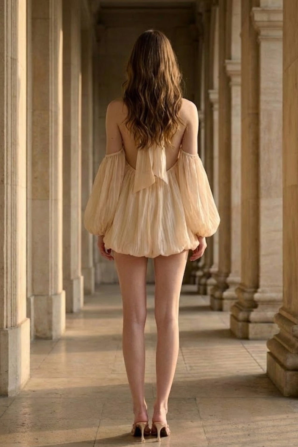 Apricot A Line Halter Short Homecoming Dress with Ruffles